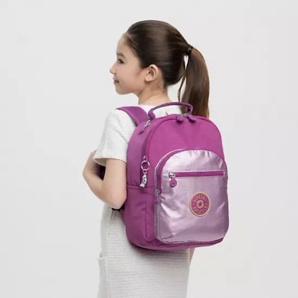 Kipling Metallic Purple Seoul Backpack Small Size